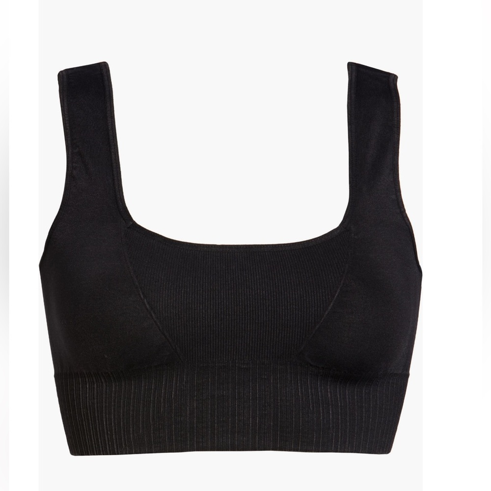 FP Movement good karma square neck Black Ribbed Women's Sports Bra